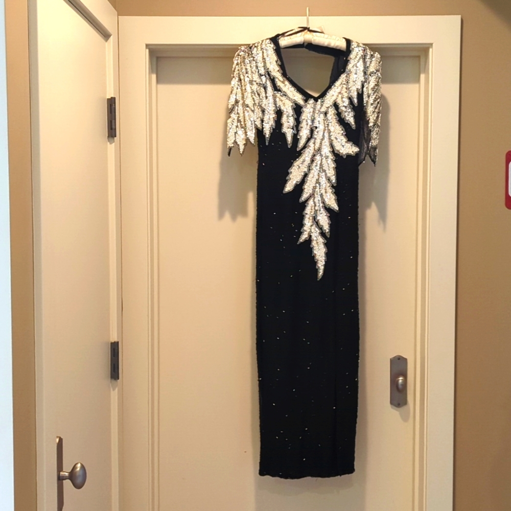 Vintage Cache sequined dress looks like angel wings